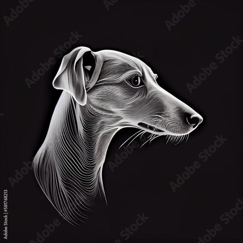 Italian Greyhounds Dog Breed Isolated on Black Background. Generative AI