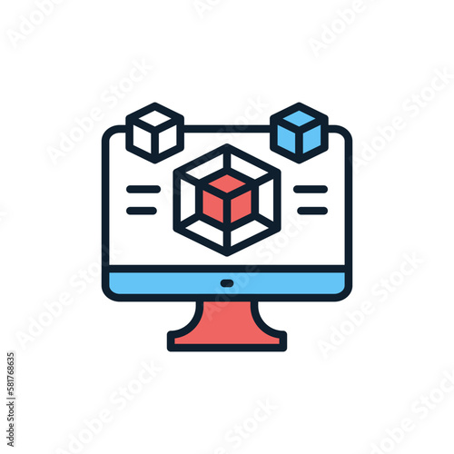 3D Modeling icon in vector. Illustration