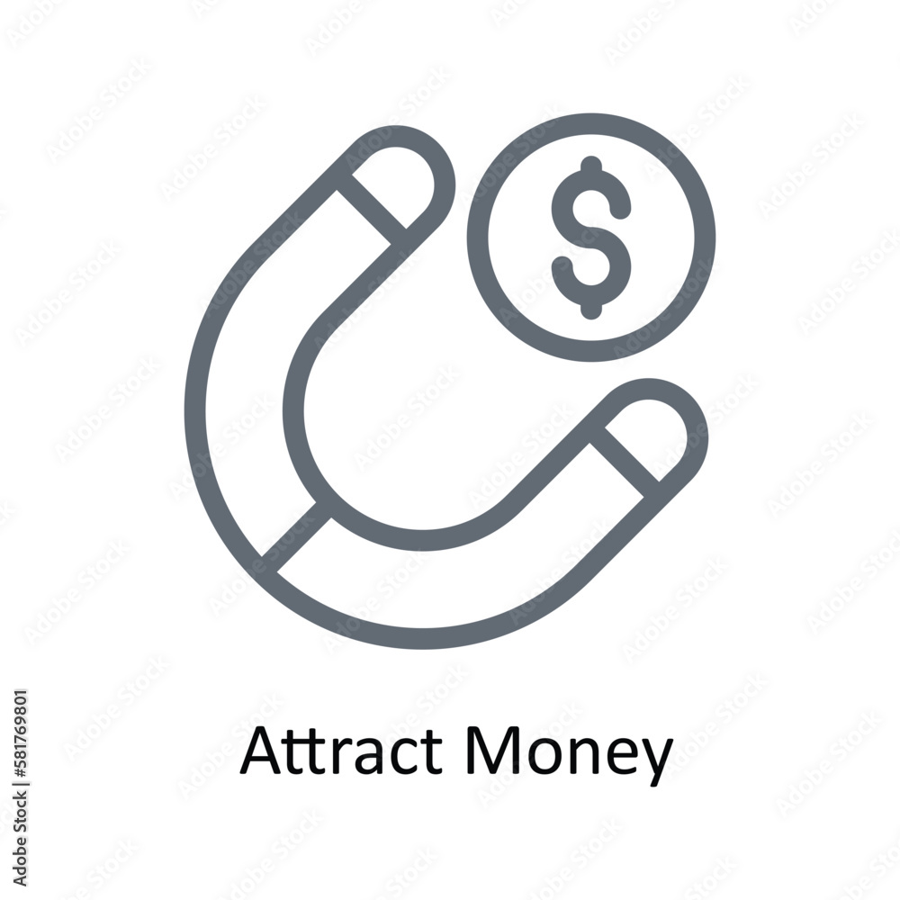 Attract Money Vector outline Icons. Simple stock illustration stock Attract Money Vector outline Icons. Simple stock illustration stock