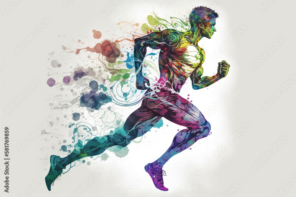 Runner who starts running in a hurry to the future. Generative AI Runner who starts running in a hurry to the future. Generative AI