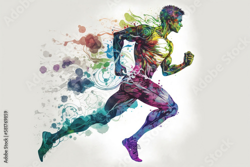 Runner who starts running in a hurry to the future.  Generative AI
