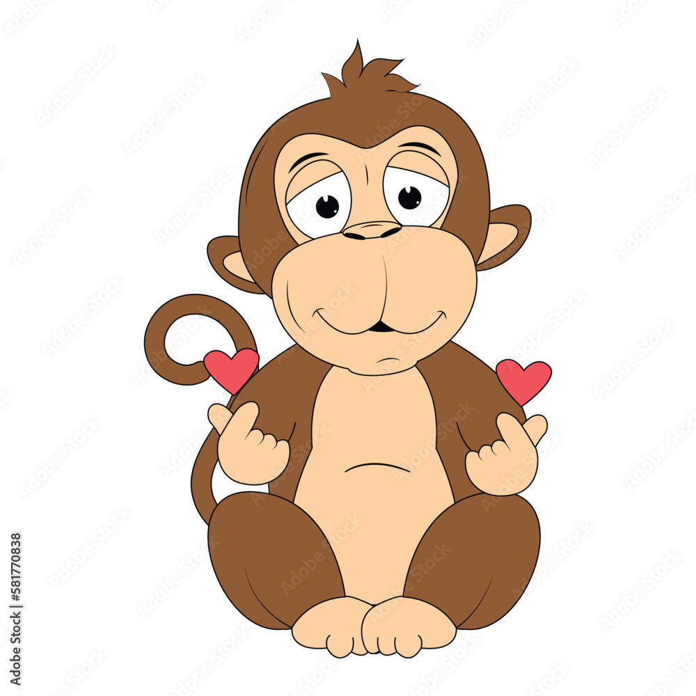 Obraz premium cute monkey animal cartoon illustration