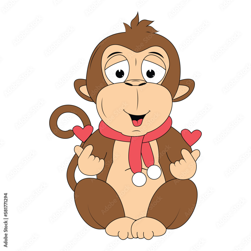 Obraz premium cute monkey animal cartoon illustration