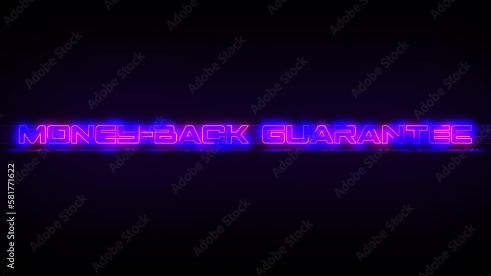 Flashing MONEYBACK GUARANTEE electric blue and pink neon Sign flashing