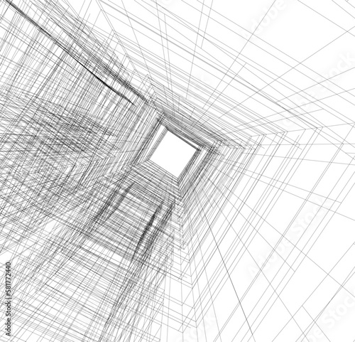 Architecture building vector 3d drawing