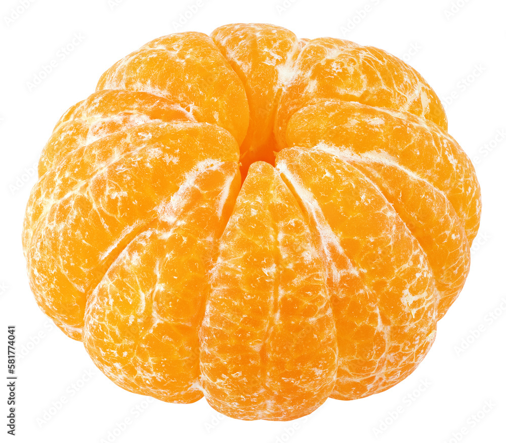 Full peeled tangerine or mandarin citrus fruit isolated on transparent background. Full peeled tangerine or mandarin citrus fruit isolated on transparent background.