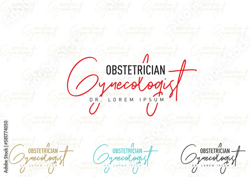 Gynecologist and Obstetrician Logotype and Signature