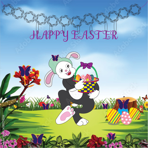 Happy Easter Celebration Vector Illustration Colourful Handsketch Design Concept