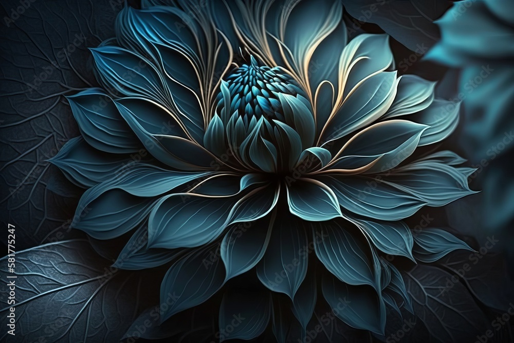 Abstract Blue Flower made with Generative AI