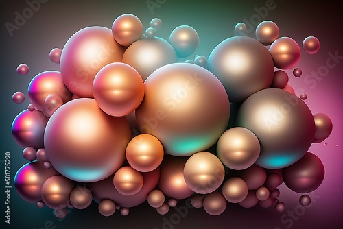 Abstract Bright Background with Pearlescent Balls made with Generative AI