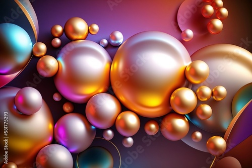 Abstract Bright Background with Pearlescent Balls made with Generative AI