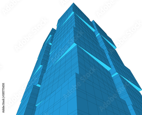 Architecture building vector 3d drawing