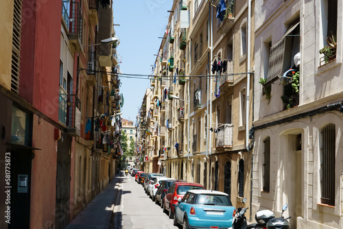Narrow street in Barcelona  Spain