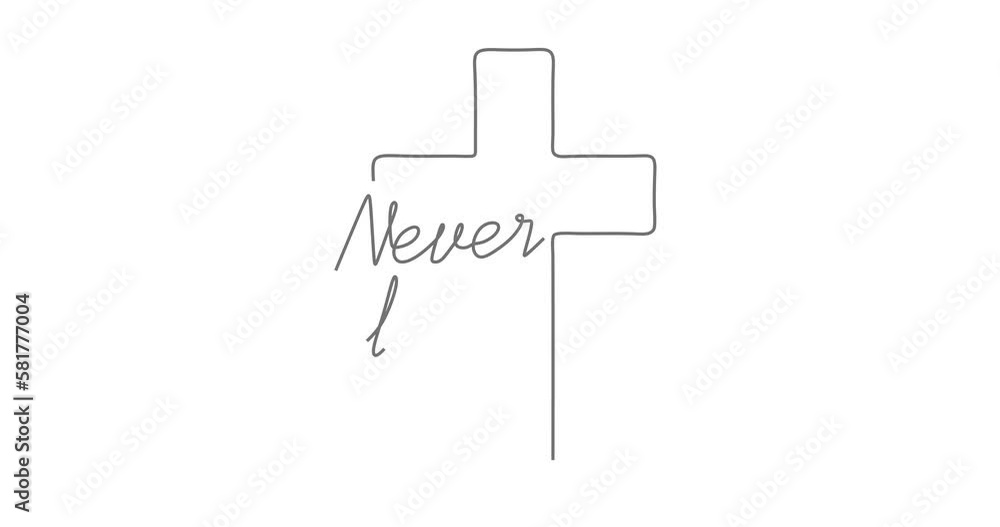 Cross and never less hope text in thin lines style Cross and never less hope text in thin lines style