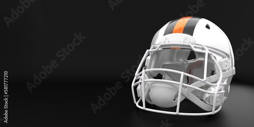American footbal helmet with Chicago Bears team colors. Template for presentation or infographics. 3D render