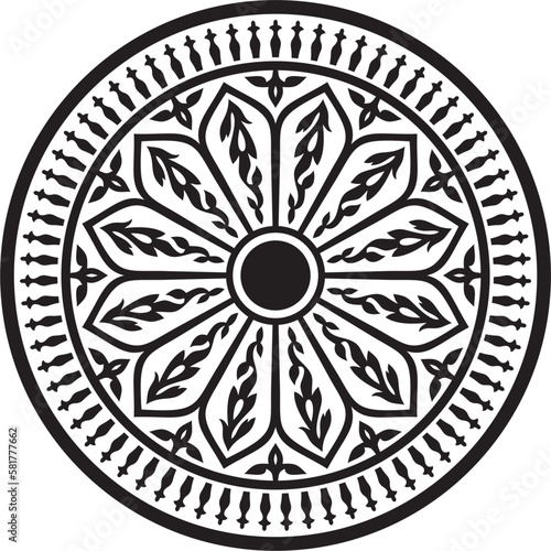 Vector round monochrome Arabic national ornament. Endless vegetablePattern of eastern peoples of Asia, Africa, Persia, Iran, Iraq.
