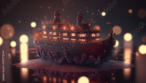  Dark Nautical Gloomcore, Bokeh Light art, maroon colors Generative AI photo