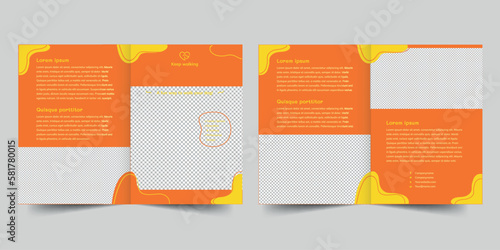 Dog Walker bifold brochure template. A clean, modern, and high-quality design bifold brochure vector design. Editable and customize template brochure
