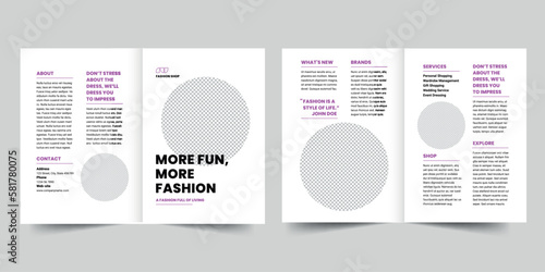 Fashion Shop bifold brochure template. A clean, modern, and high-quality design bifold brochure vector design. Editable and customize template brochure