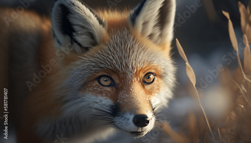 Closeup of a Red Fox Generative AI