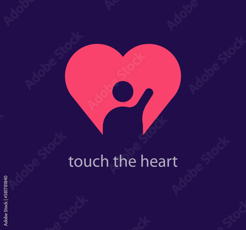 A human hand remains in the heart, logo design. Unique color transitions. Heart idea collection logo template. vector.