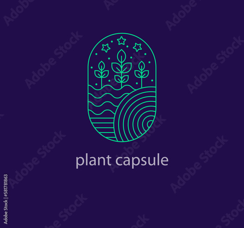 Nature plant capsule logo. Ecology healthy plant. Company logo template. vector