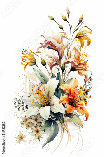 Flower arrangement on a white background.