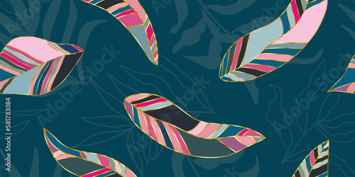 Seamless pattern with tropical leaves.Abstract background for covers,textiles,wallpaper and other uses