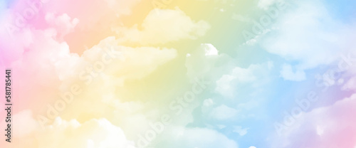Pastel sky fresh air nature abstract background with white clouds. Vector design