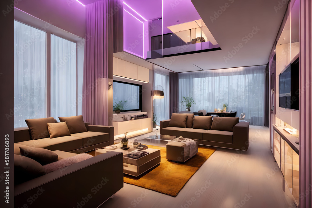 Fototapeta premium interior design luxury modern house, generative art by A.I