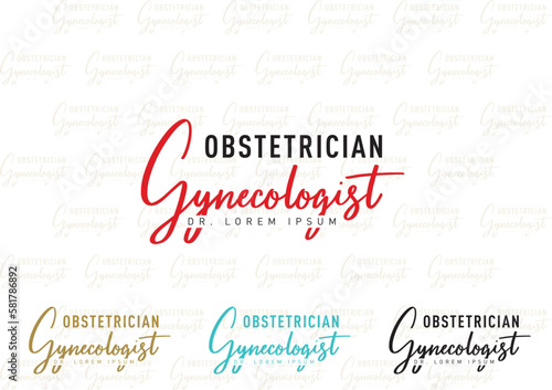 Gynecologist and Obstetrician Logotype and Signature LOGO