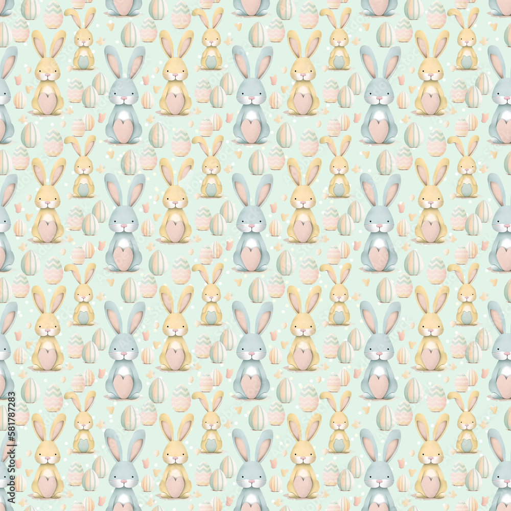 Happy Easter Bunny Seamless Patterns