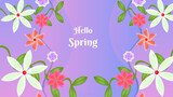 Gradient pink to purple spring floral background vector