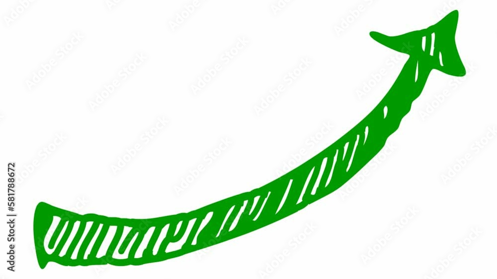 Animated financial growth chart with trend line graph. Green icon of arrow. Growth bar chart of economy. Hand drawn vector illustration isolated on white background. Animated financial growth chart with trend line graph. Green icon of arrow. Growth bar chart of economy. Hand drawn vector illustration isolated on white background.