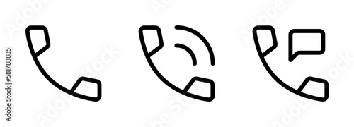 Phone Icon Set. Contact Us Icons. Vector Telephone Contact Icon Collection. Flat Style Thin Line Business Contact Phone Icon with Editable. Stroke. Vector Illustration