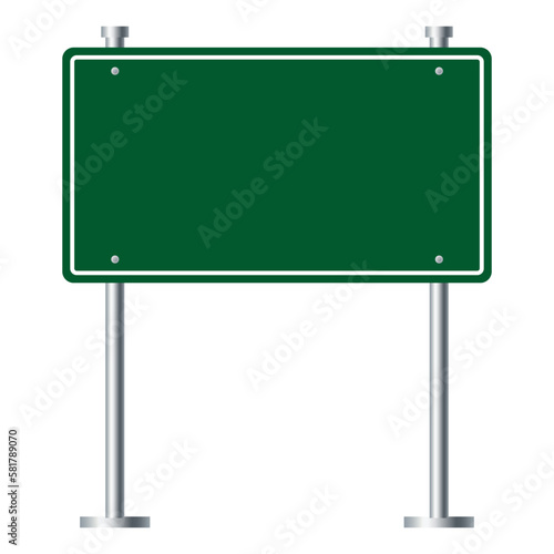 Empty green road traffic signs on white background. illustration vector