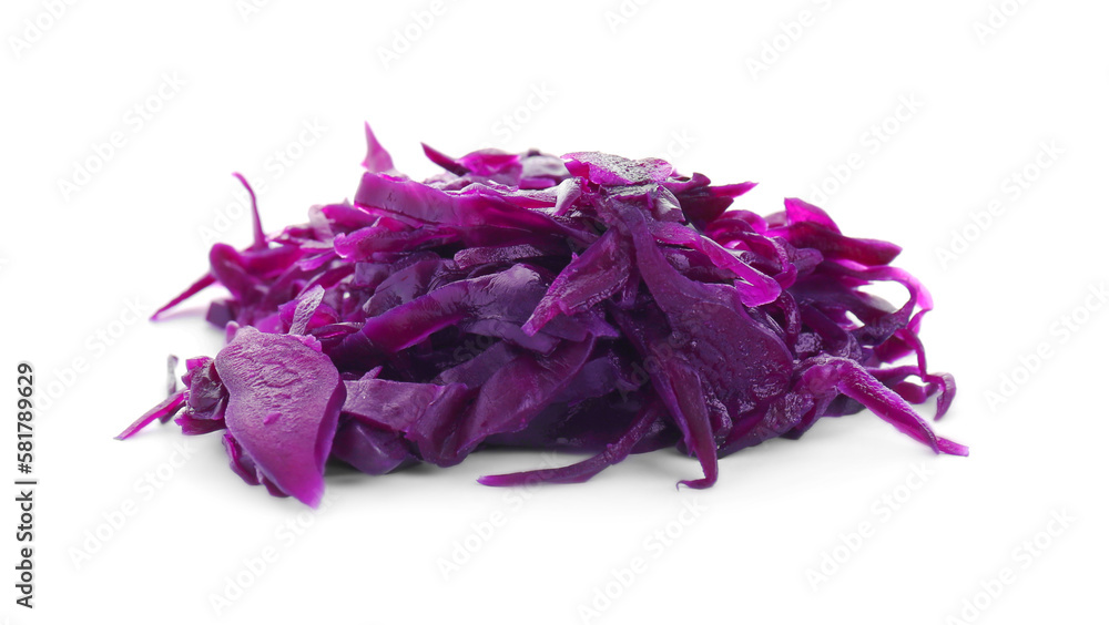 Tasty red cabbage sauerkraut isolated on white Tasty red cabbage sauerkraut isolated on white
