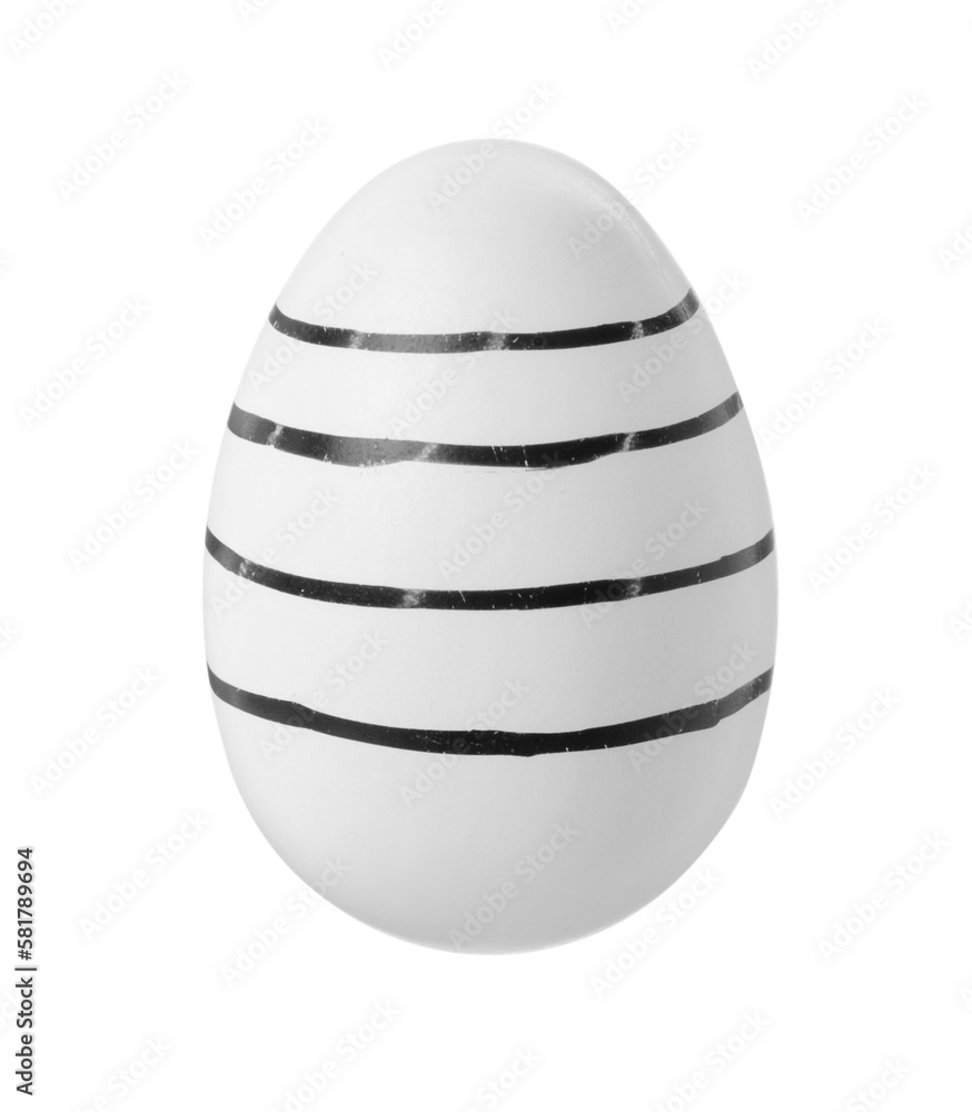 One striped Easter egg isolated on white One striped Easter egg isolated on white