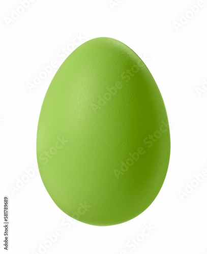 Wall Mural One green Easter egg isolated on white