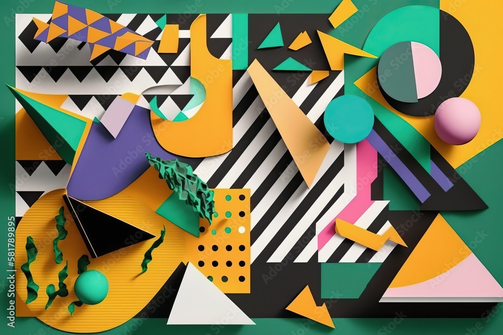Collage of geometric shapes and patterns (Ai generated)