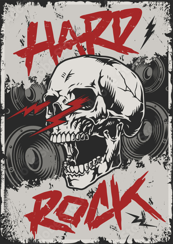 Hard rock vintage monochrome poster