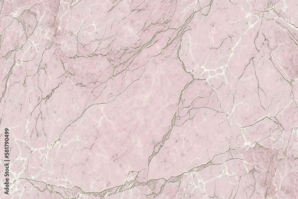 Fototapeta premium Marble pink color with subtle grey veins background (Ai generated)