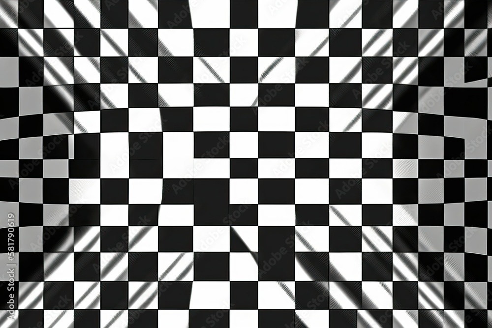 Fototapeta premium Checkboard pattern, black and white background (Ai generated)