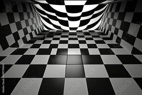 Checkboard pattern, black and white background (Ai generated)