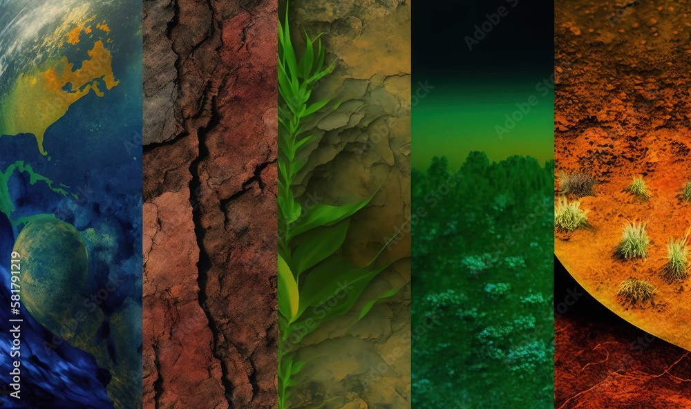  a series of four images of earth's different layers.  generative ai