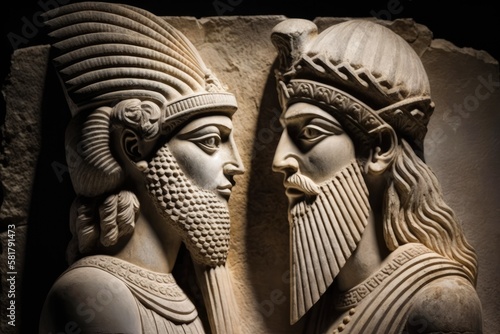 Ancient Mesopotamian sculpture from Babylonia and Assyria. Generative AI