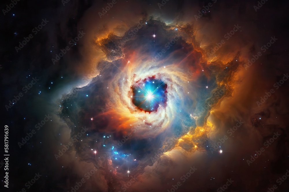 Nebula with bright star in galaxy (Ai generated)