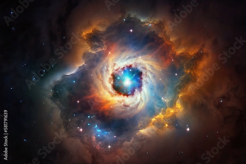 Nebula with bright star in galaxy (Ai generated)