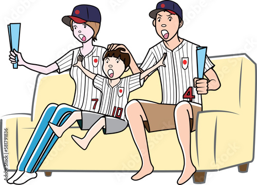 野球を応援する家族