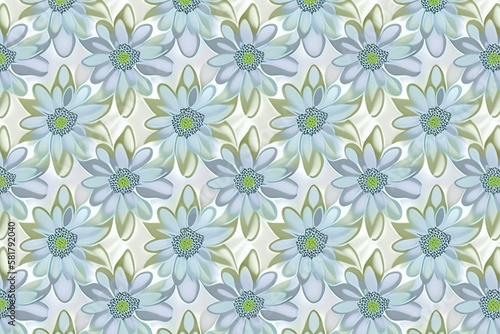 Daisy painting, Pattern of stylized daisies full background (Ai generated)